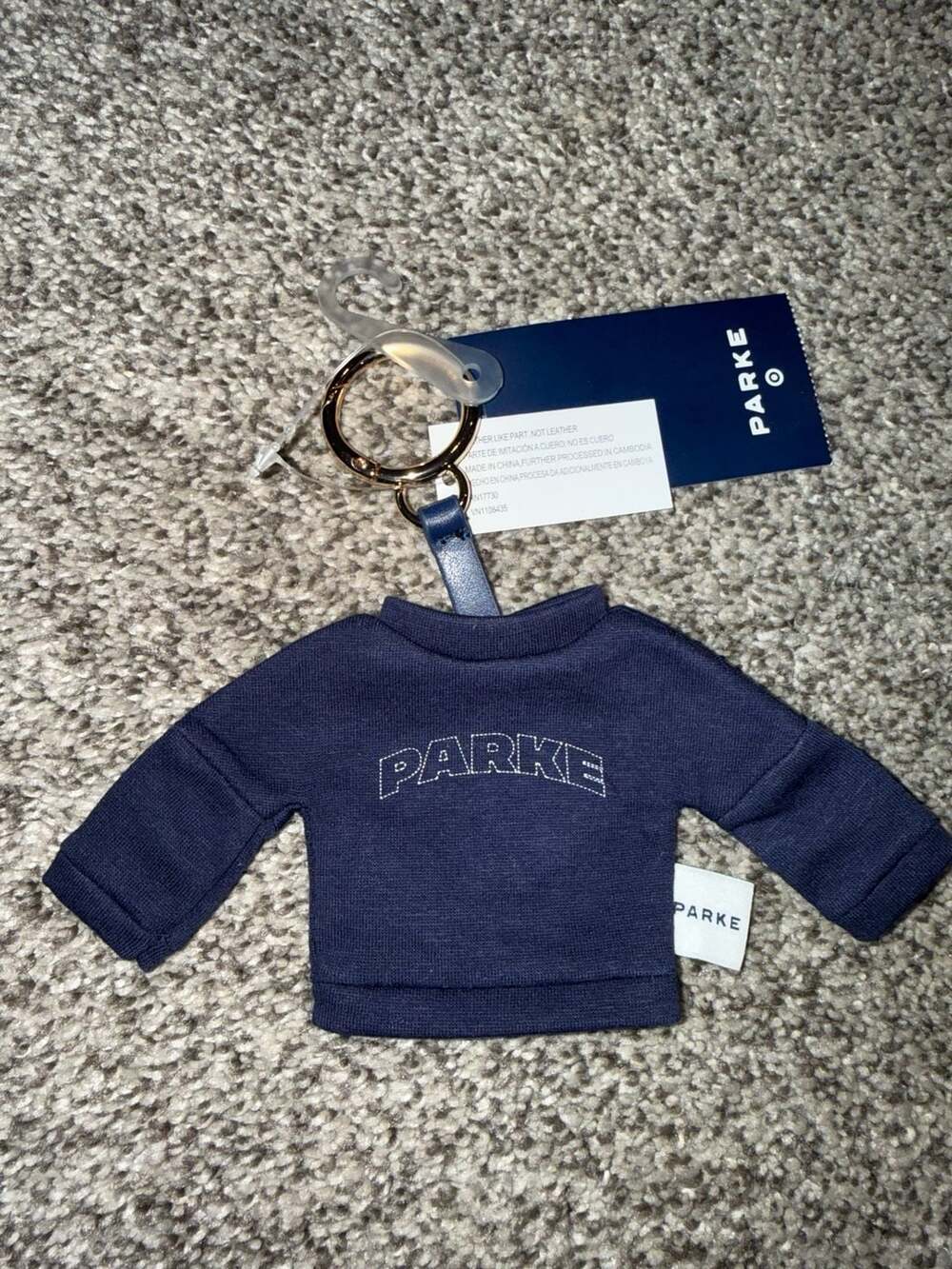 Parke x Target Navy Blue Mockneck Sweatshirt Keychain Bag Charm